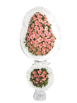 Pembe Gerberalar İki Katlı Çelenk